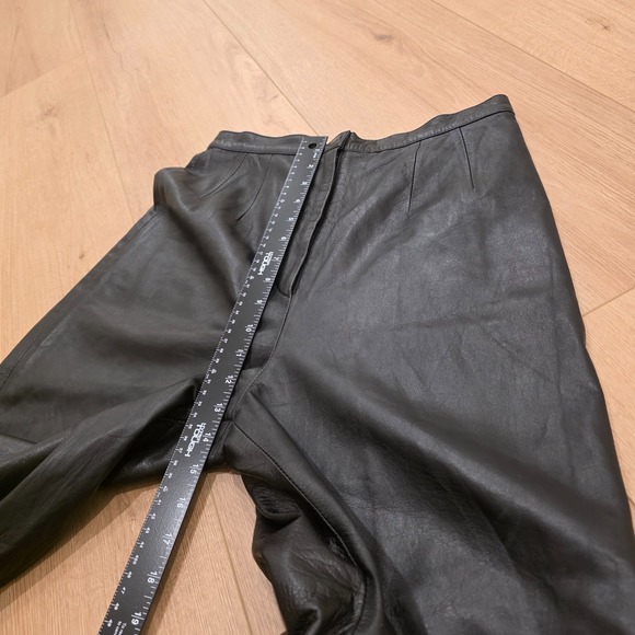 VTG Evan Davies Leather Pants Size 10 Black High Waisted Lined Biker Moto Mob - Picture 11 of 15